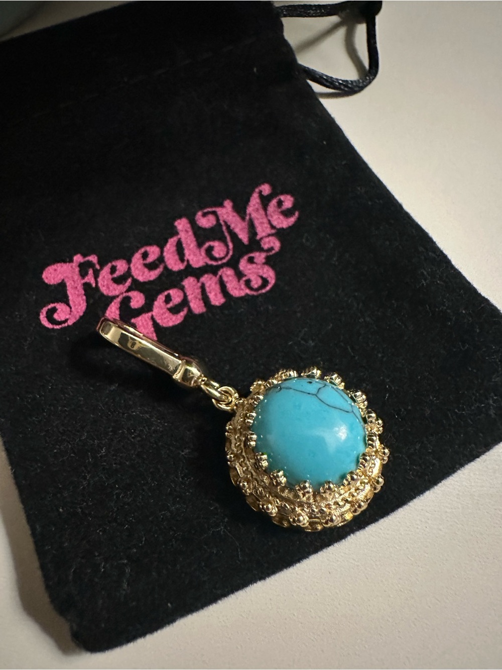 New Feed Me Gems Texas Gold Turquoise  Charm/Pendant SOLD OUT